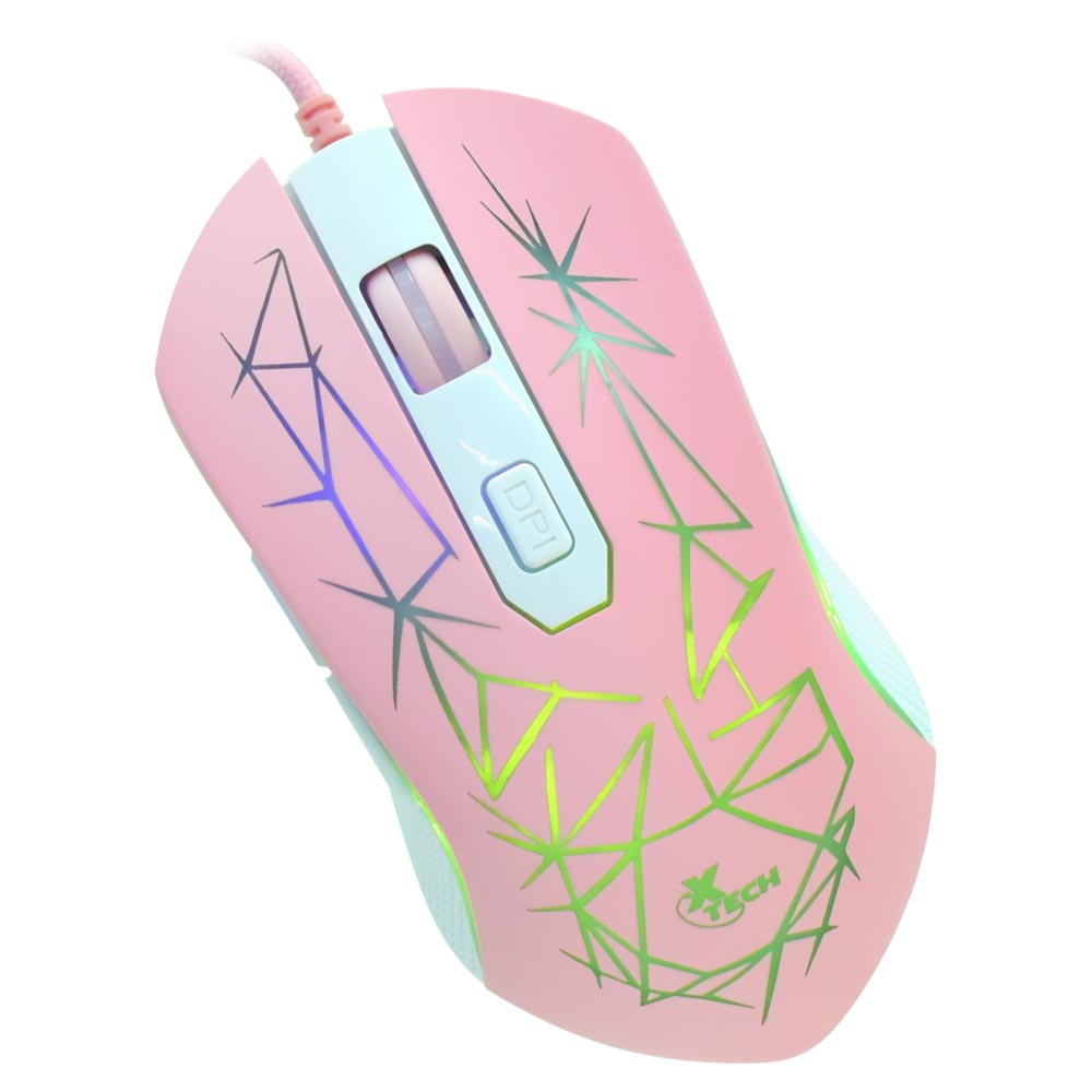 Teclado + Mouse Gamer Xtech Mirana XTK-540S USB / RGB / Espanhol - Rosa