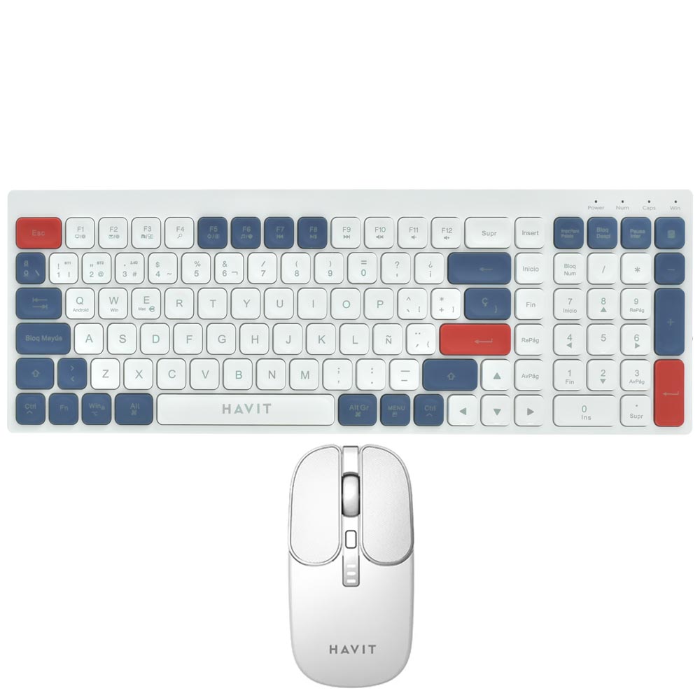 Teclado + Mouse Havit KB830WB-SP Dual Mode / Espanhol - Branco