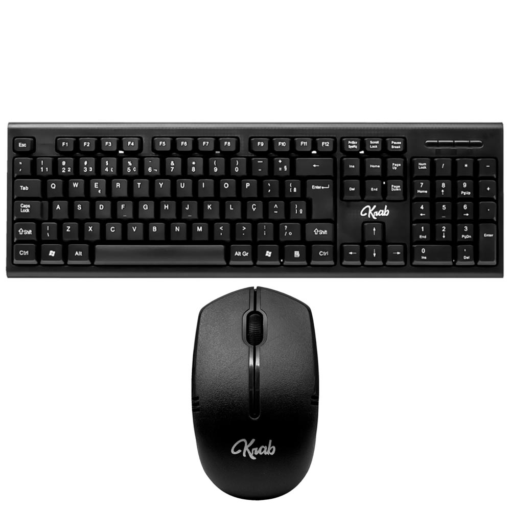 Teclado + Mouse KRAB KBKTM10 Wireless / Português - Preto