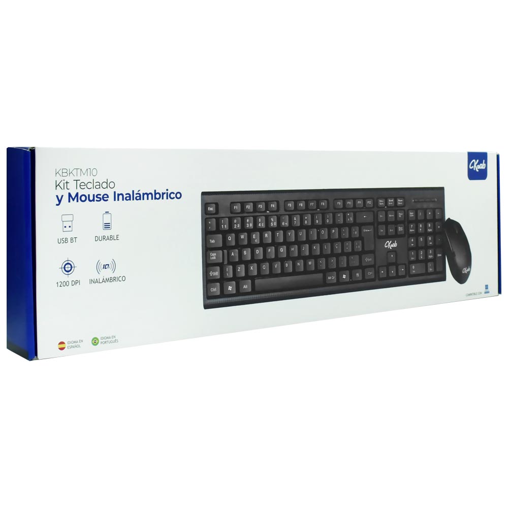 Teclado + Mouse KRAB KBKTM10 Wireless / Português - Preto