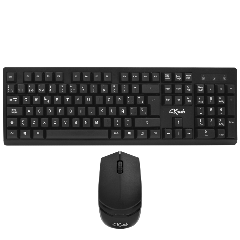 Teclado + Mouse KRAB KBKTM15 Wireless / Espanhol - Preto