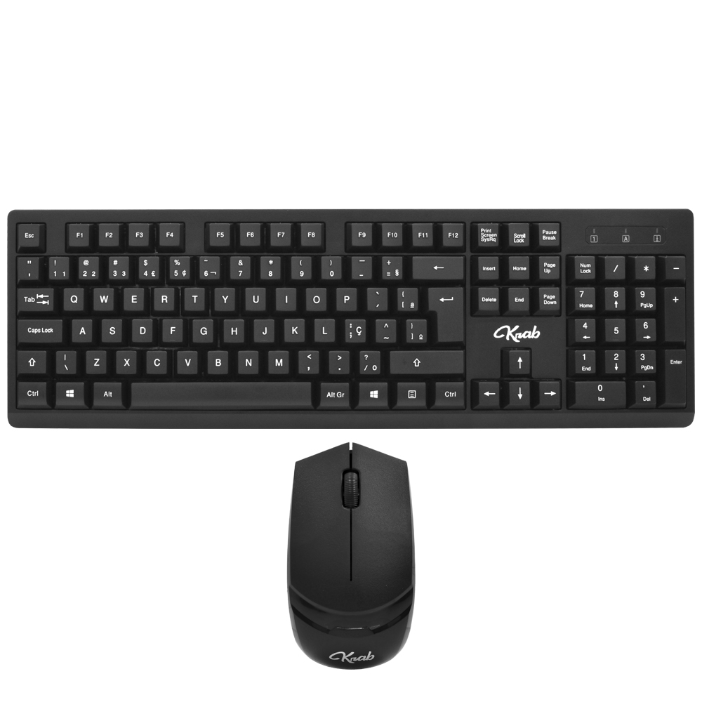 Teclado + Mouse KRAB KBKTM15 Wireless / Português - Preto