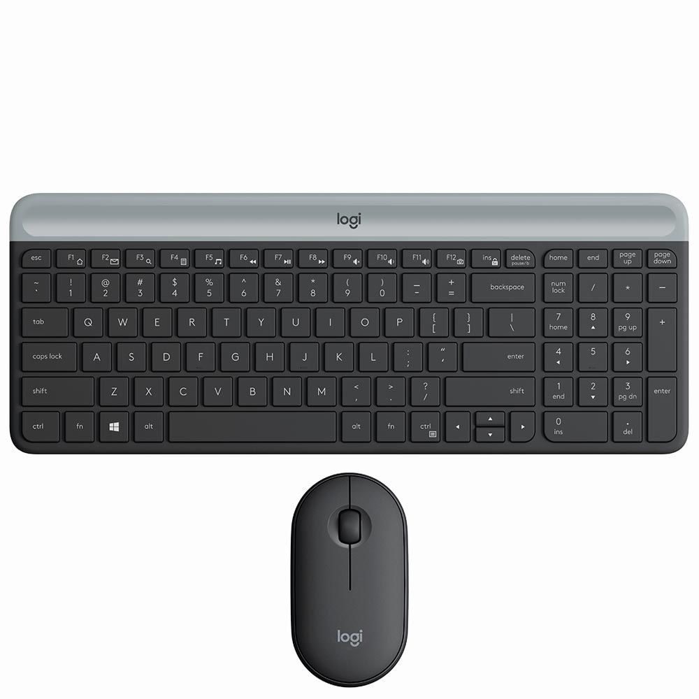 Teclado + Mouse Logitech MK470 Wireless / Inglês - Preto / Cinza (920-009437)