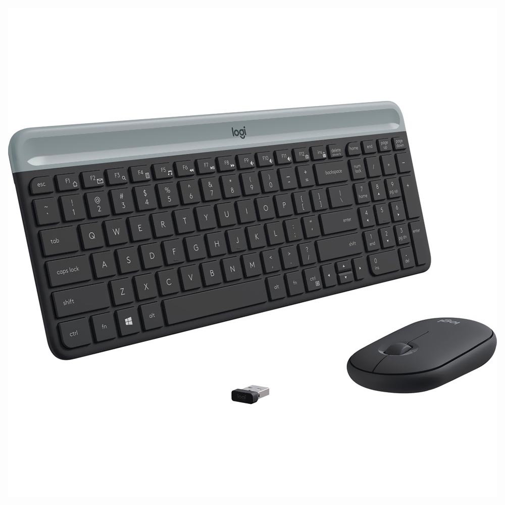 Teclado + Mouse Logitech MK470 Wireless / Inglês - Preto / Cinza (920-009437)