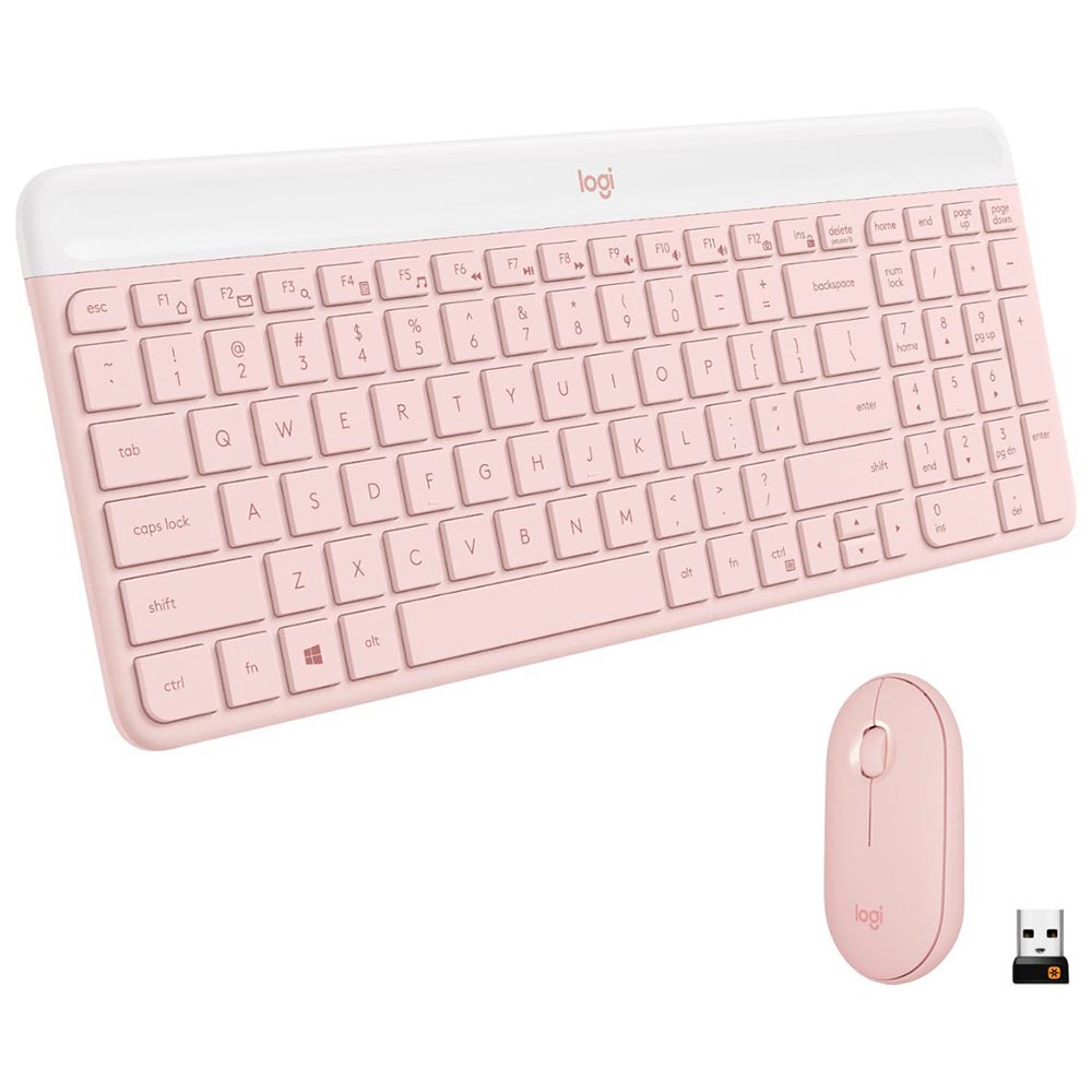 Teclado + Mouse Logitech MK470 Wireless / Inglês - Rosa (920-011313)