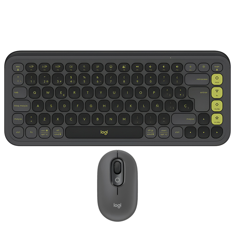 Teclado + Mouse Logitech Pop Icon Combo Bluetooth / Espanhol - Cinza (920-013052)
