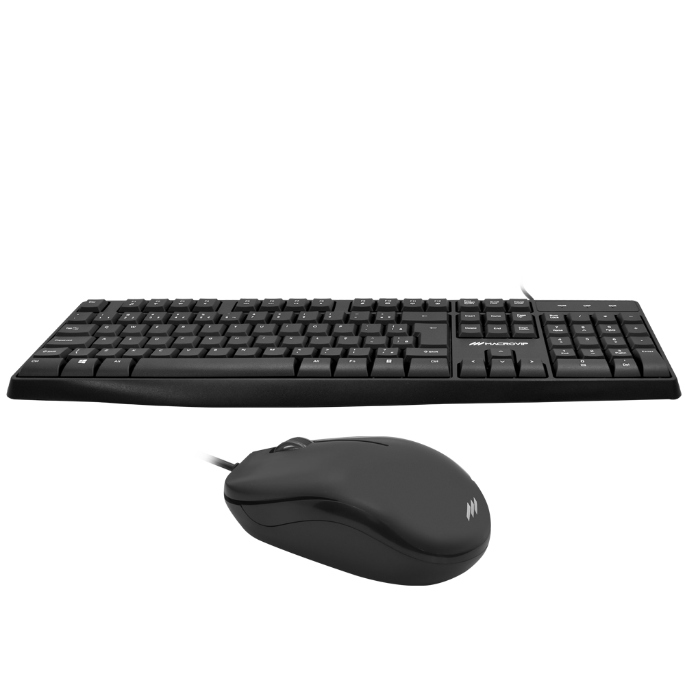 Teclado + Mouse Macrovip MV-MK100UB-BR USB / Português - Preto