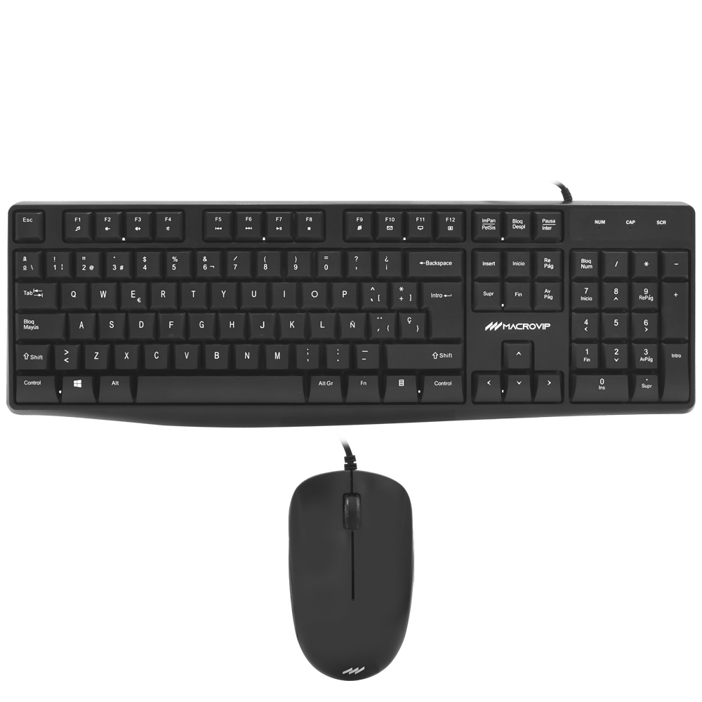 Teclado + Mouse Macrovip MV-MK100UB-SP USB / Espanhol - Preto