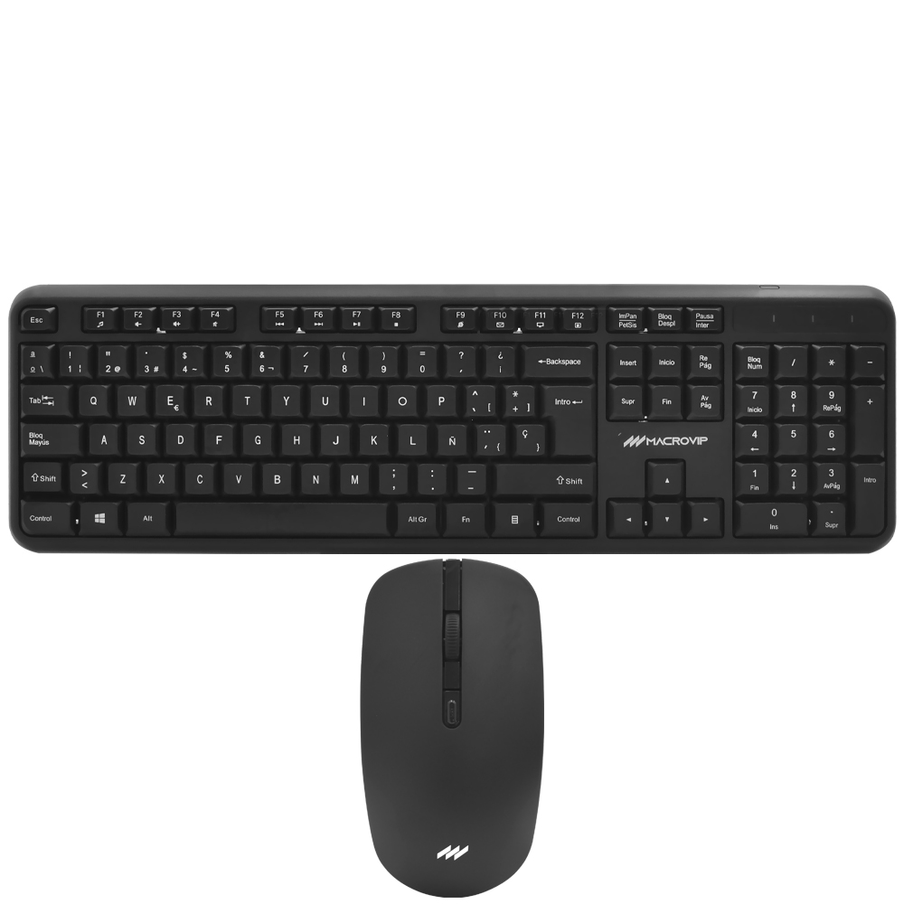 Teclado + Mouse Macrovip MV-MK200WB-SP Wireless / Espanhol - Preto