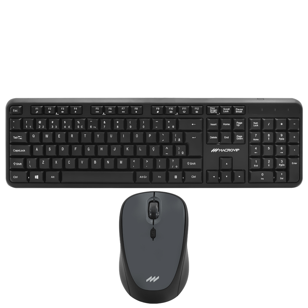 Teclado + Mouse Macrovip MV-MK300WB-BR Wireless / Português - Preto