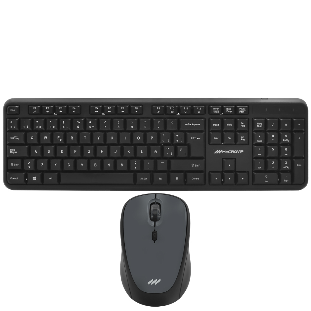 Teclado + Mouse Macrovip MV-MK300WB-SP Wireless / Espanhol - Preto