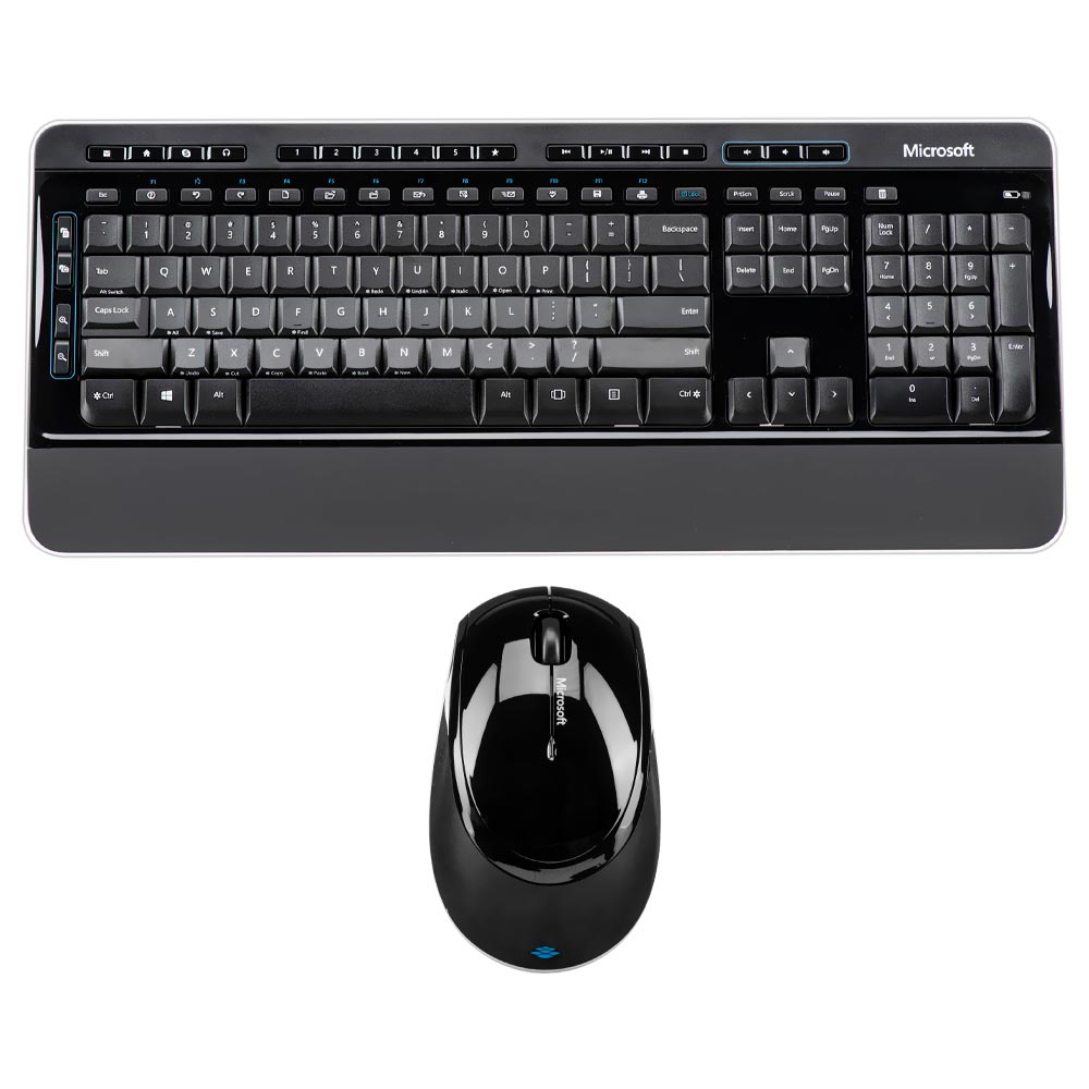 Teclado + Mouse Microsoft 3050 Wireless / Inglês - Preto / Branco (PP3-00001)