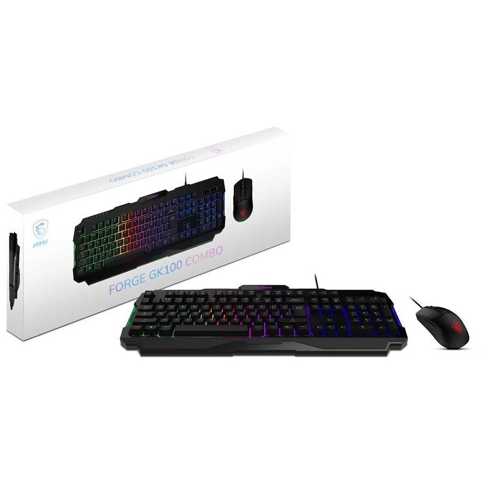 Teclado + Mouse MSI Forge GK100 Combo USB / RGB / Espanhol - Preto