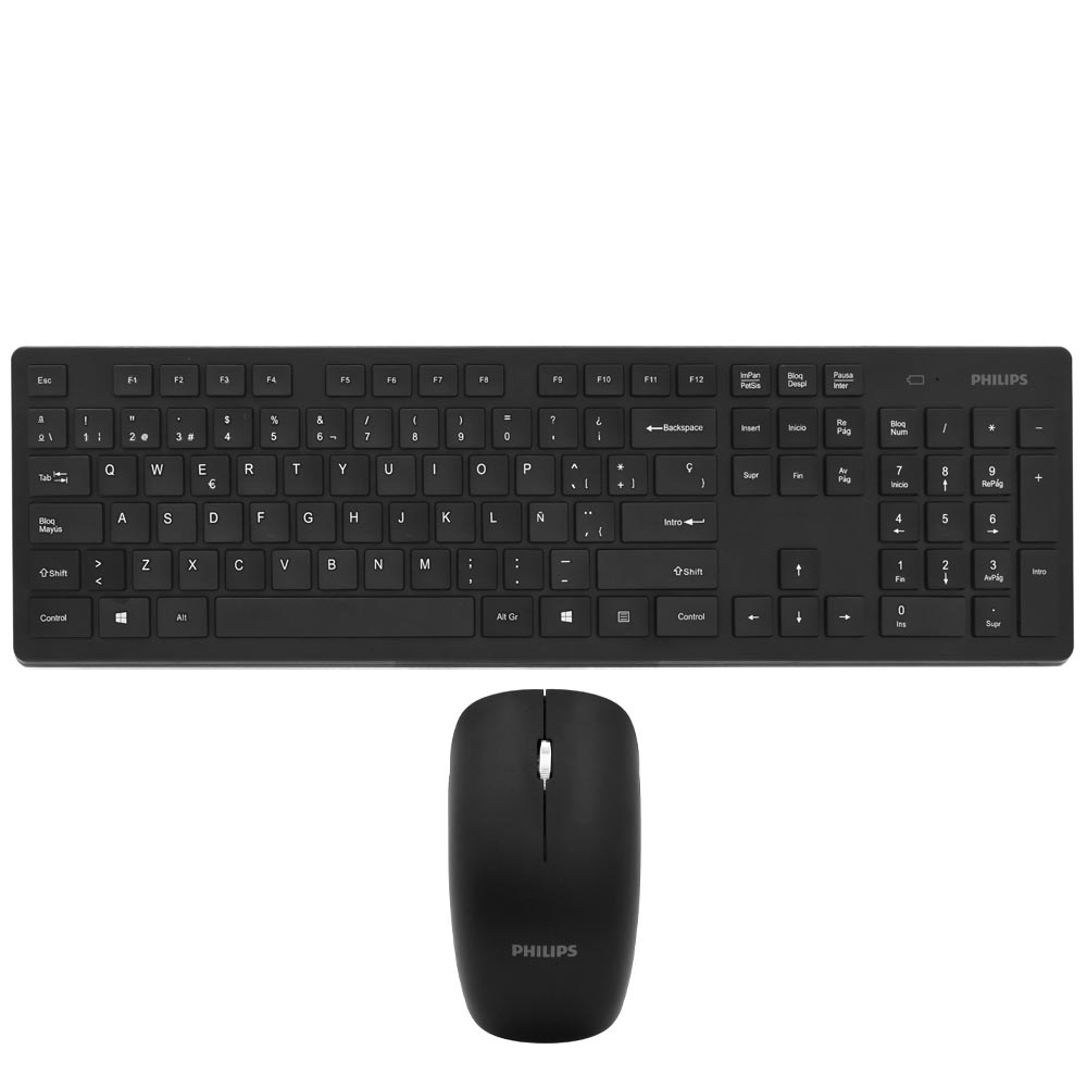 Teclado + Mouse Philips C602 SPT6602B / Espanhol - Preto