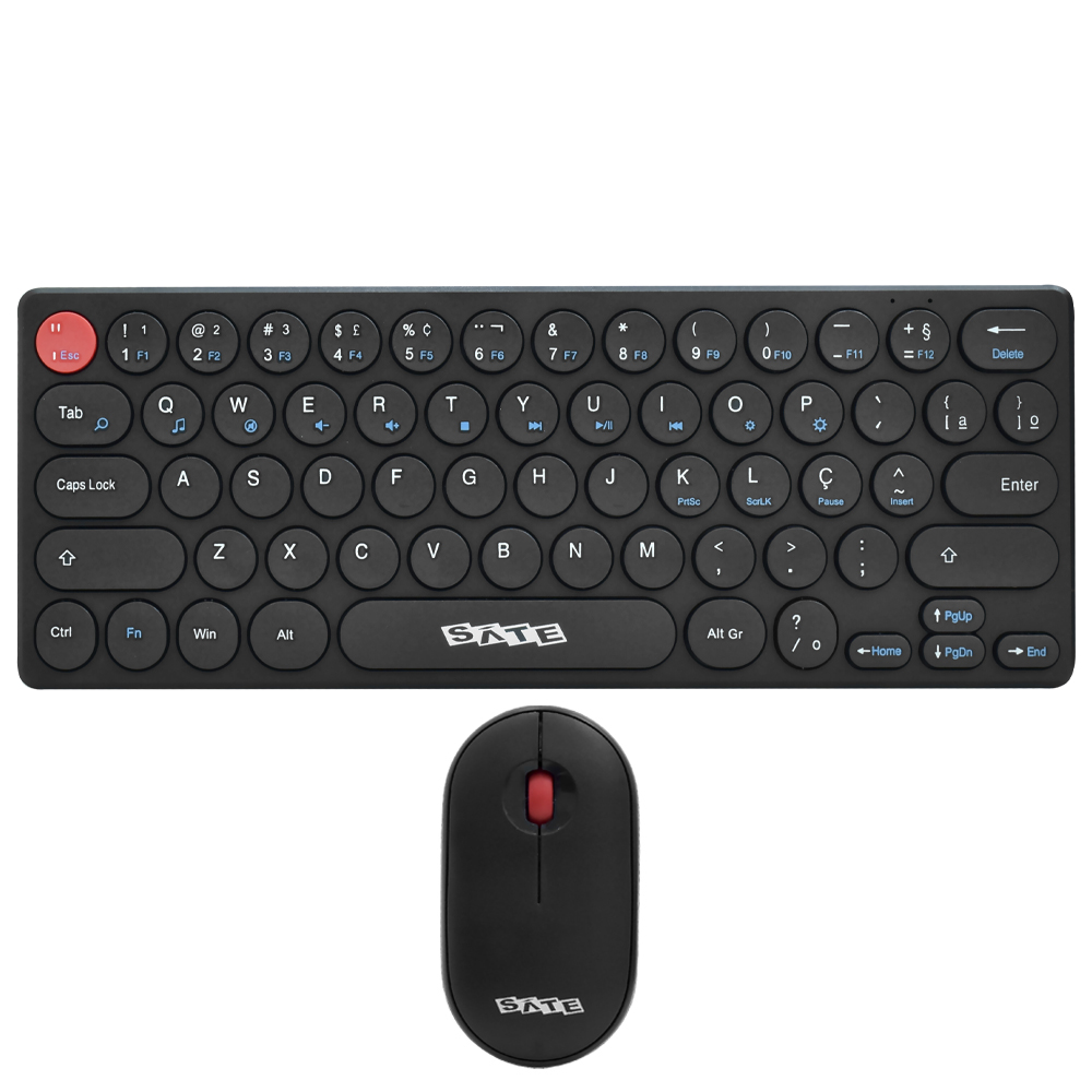 Teclado + Mouse Satellite AK-6011G Mini Wireless / Português - Preto