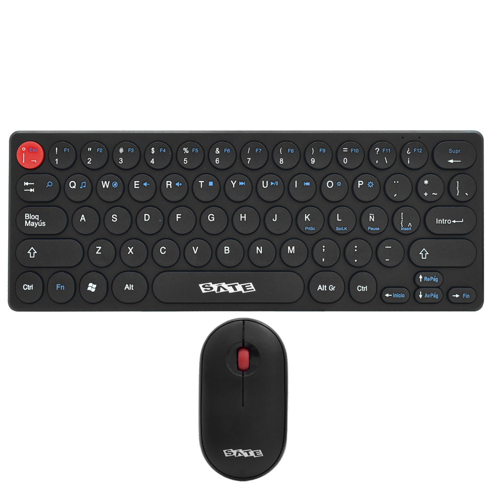 Teclado + Mouse Satellite AK-6012G Mini Wireless / Espanhol - Preto