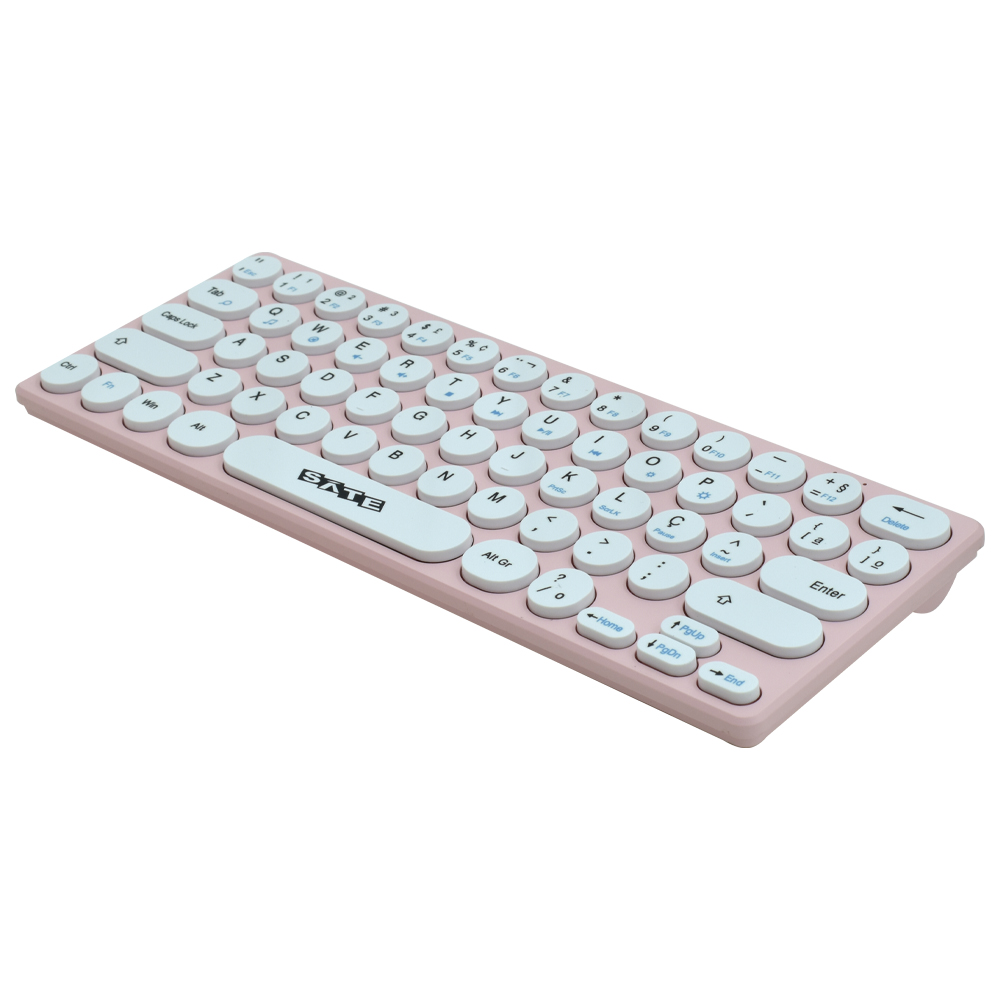 Teclado + Mouse Satellite AK-6031G Mini Wireless / Português - Rosa / Branco