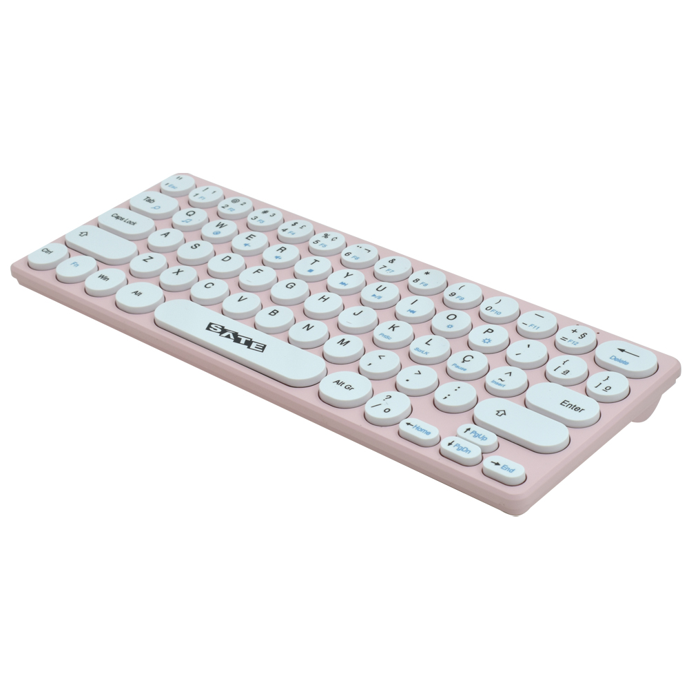 Teclado + Mouse Satellite AK-6032G Mini Wireless / Espanhol - Rosa / Branco