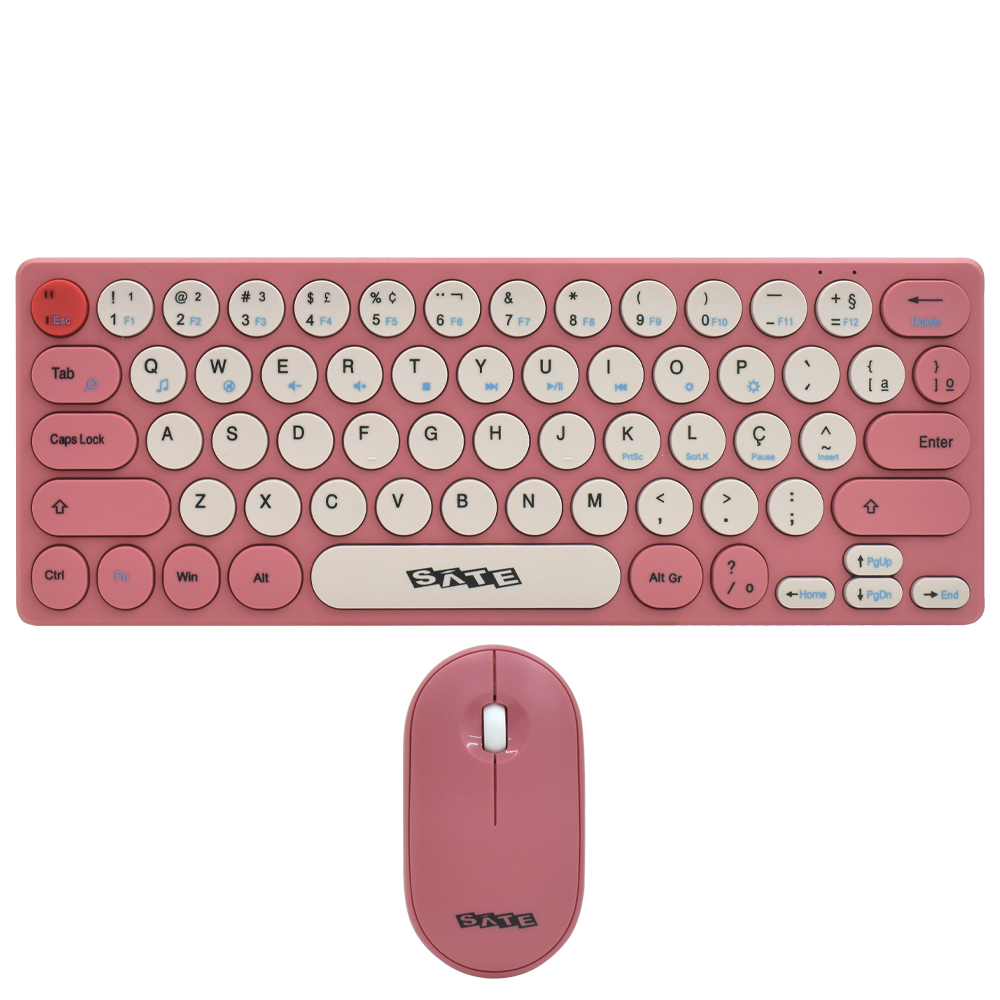 Teclado + Mouse Satellite AK-6061G Mini Wireless / Português - Rosa