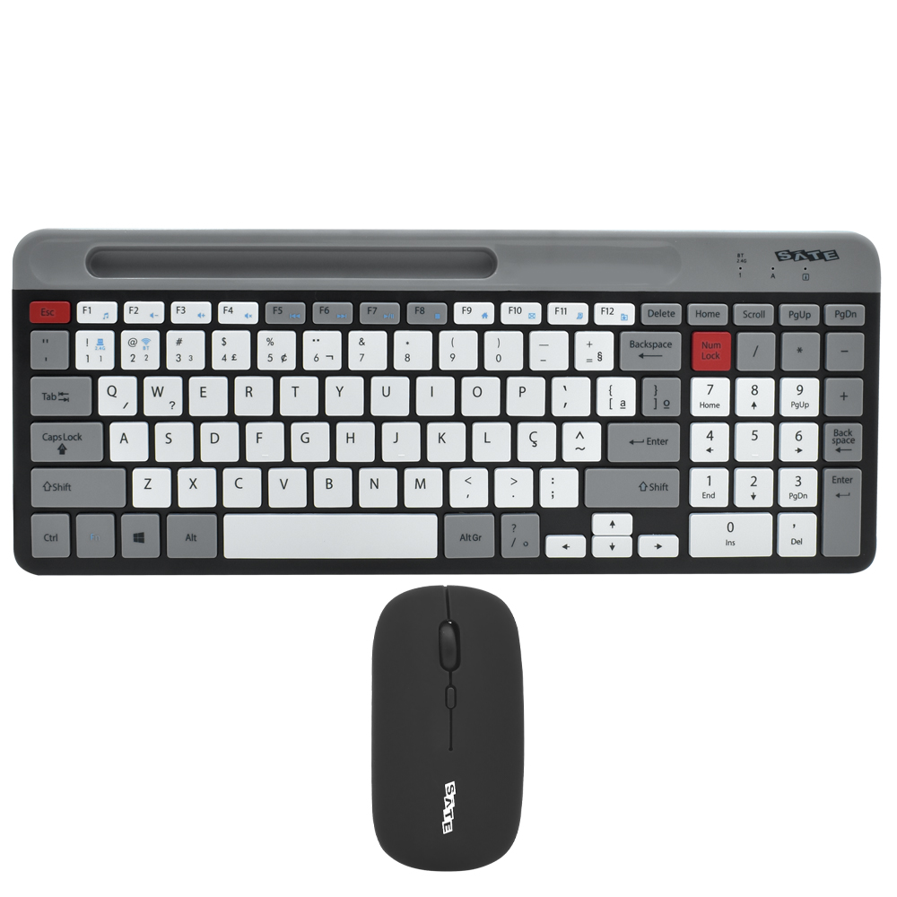 Teclado + Mouse Satellite AK-621G BT Wireless / Português - Cinza / Preto