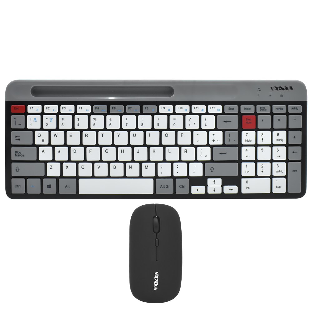 Teclado + Mouse Satellite AK-622G BT Wireless / Espanhol - Cinza / Preto