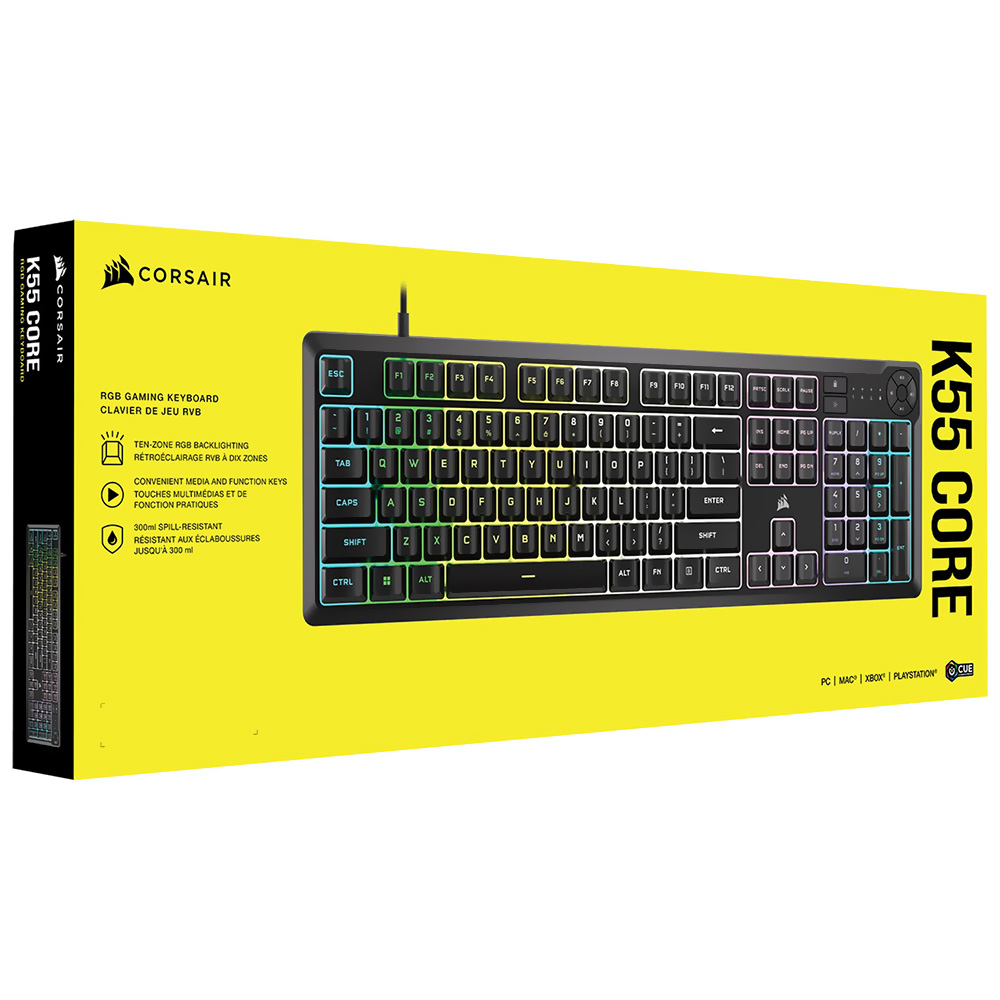 Teclado Gamer Corsair K55 Core USB / RGB / Inglês - Preto (CH-9226C65-NA)