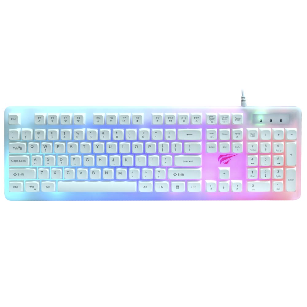 Teclado Gamer Havit Gamenote HV-KB876L USB / RGB / Inglês - Branco