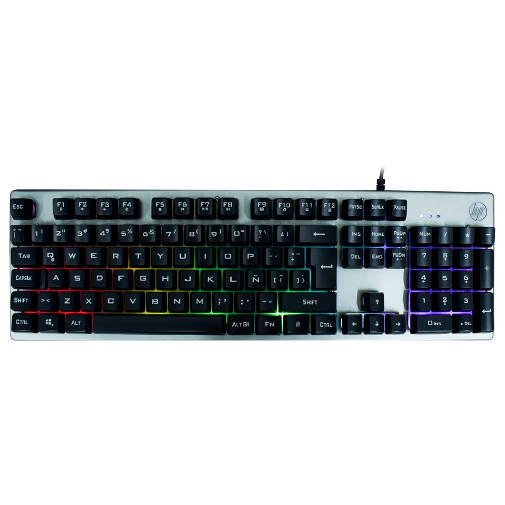 Teclado Gamer HP K500F USB / RGB / Espanhol - Cinza