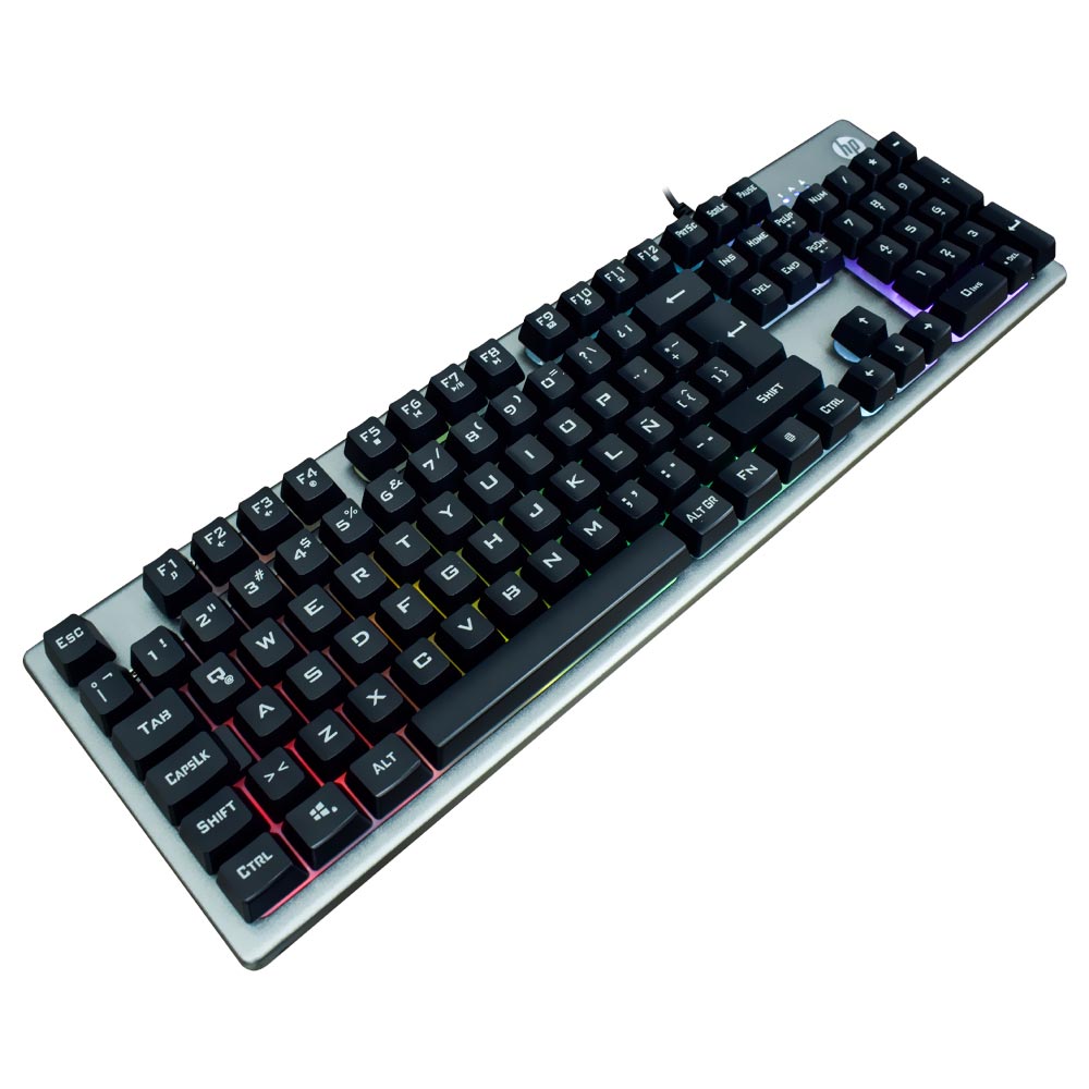 Teclado Gamer HP K500F USB / RGB / Espanhol - Cinza