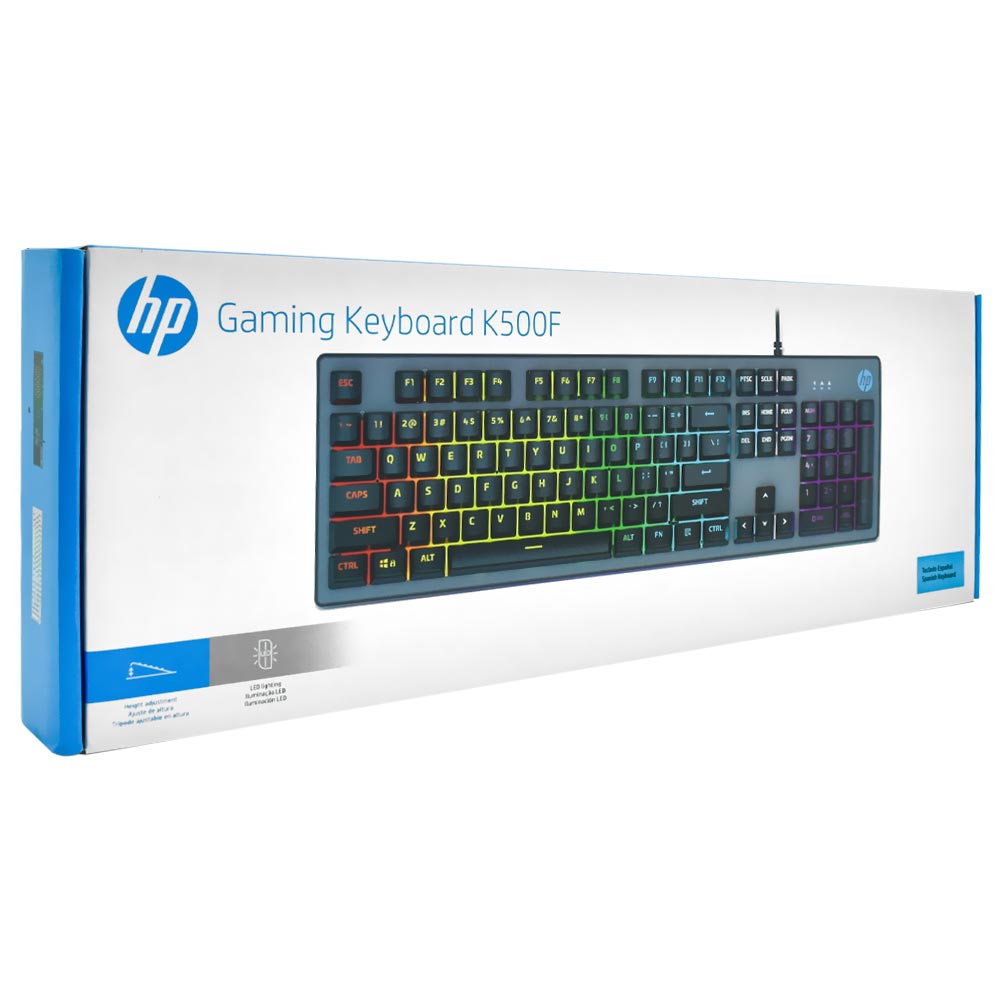 Teclado Gamer HP K500F USB / RGB / Espanhol - Cinza