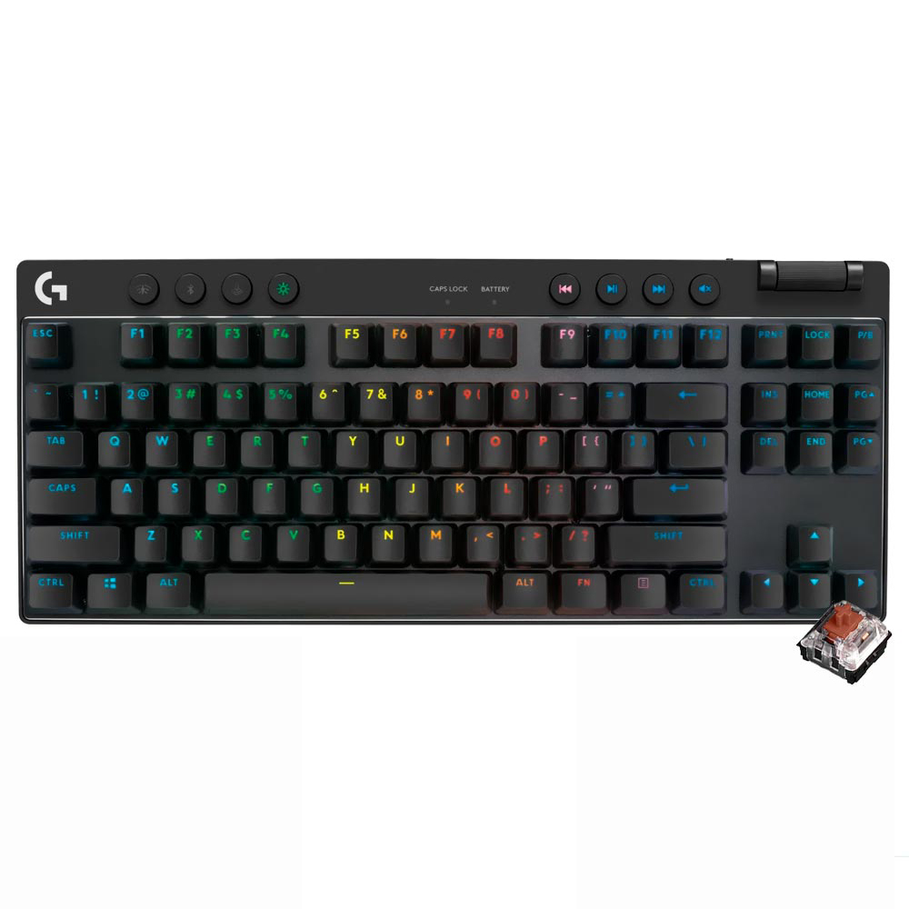 Teclado Gamer Logitech Pro X TKL Lightspeed Wireless / Inglês - Preto + Case (920-012127)