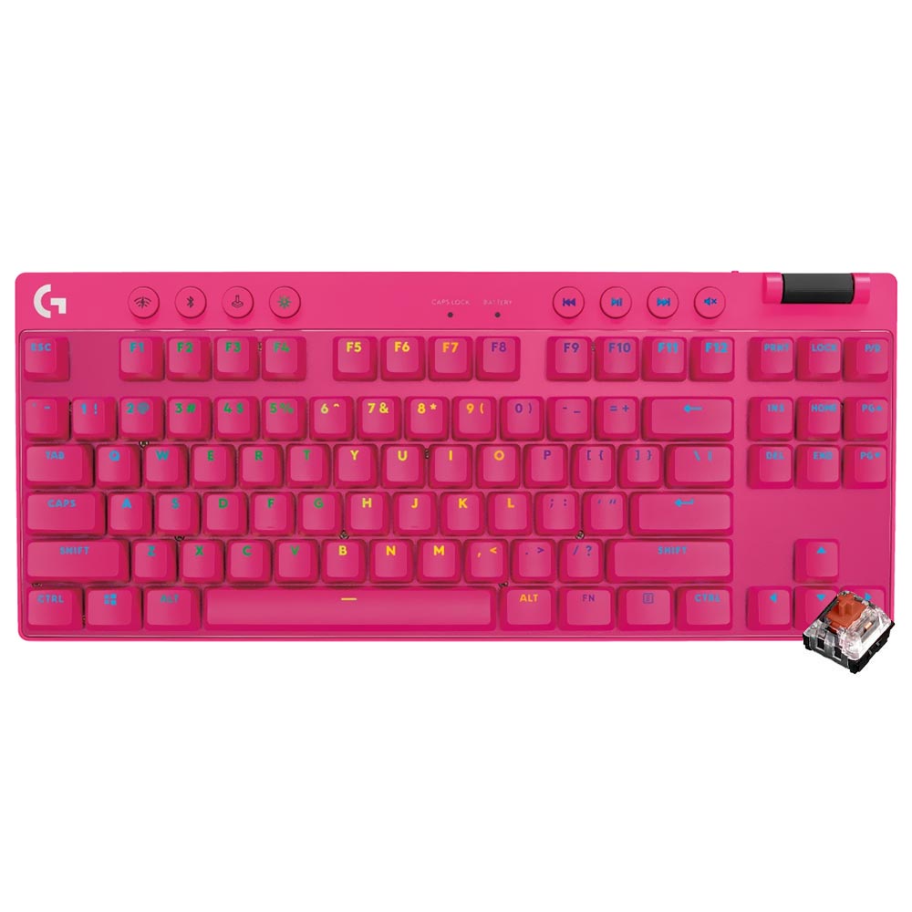 Teclado Gamer Logitech Pro X TKL Lightspeed Wireless / Inglês - Rosa + Case (920-012154)