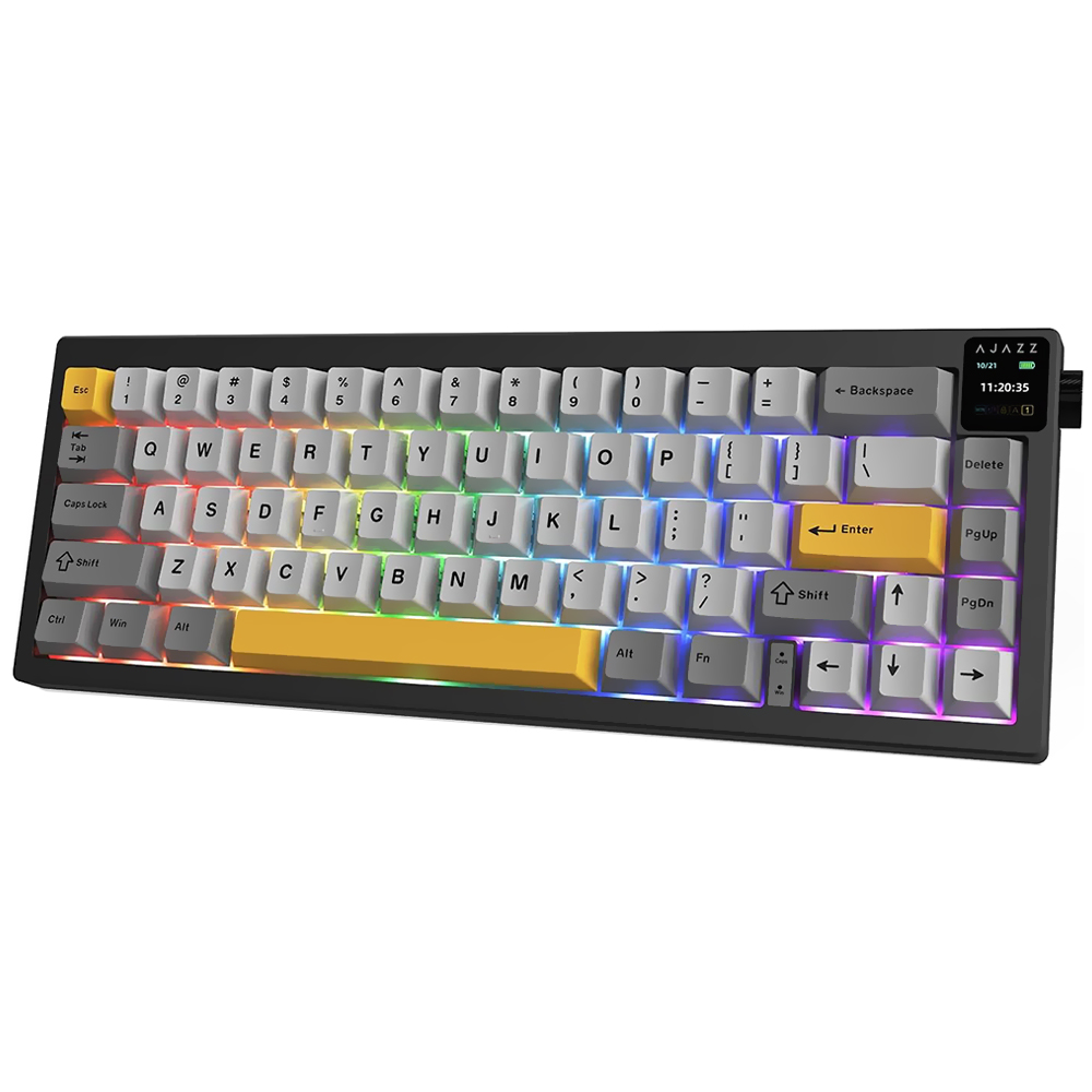 Teclado Gamer Mecânico Ajazz AK650 Nacodexx Mini USB / RGB / Moon Yellow / Inglês - Cinza / Branco (986451)