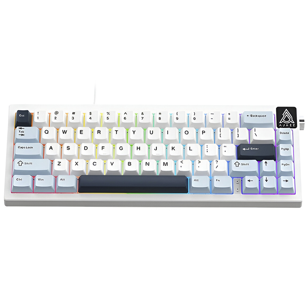 Teclado Gamer Mecânico Ajazz AK650 Nacodexx Mini USB / RGB / Sea Salt / Inglês - Branco / Azul (986468)