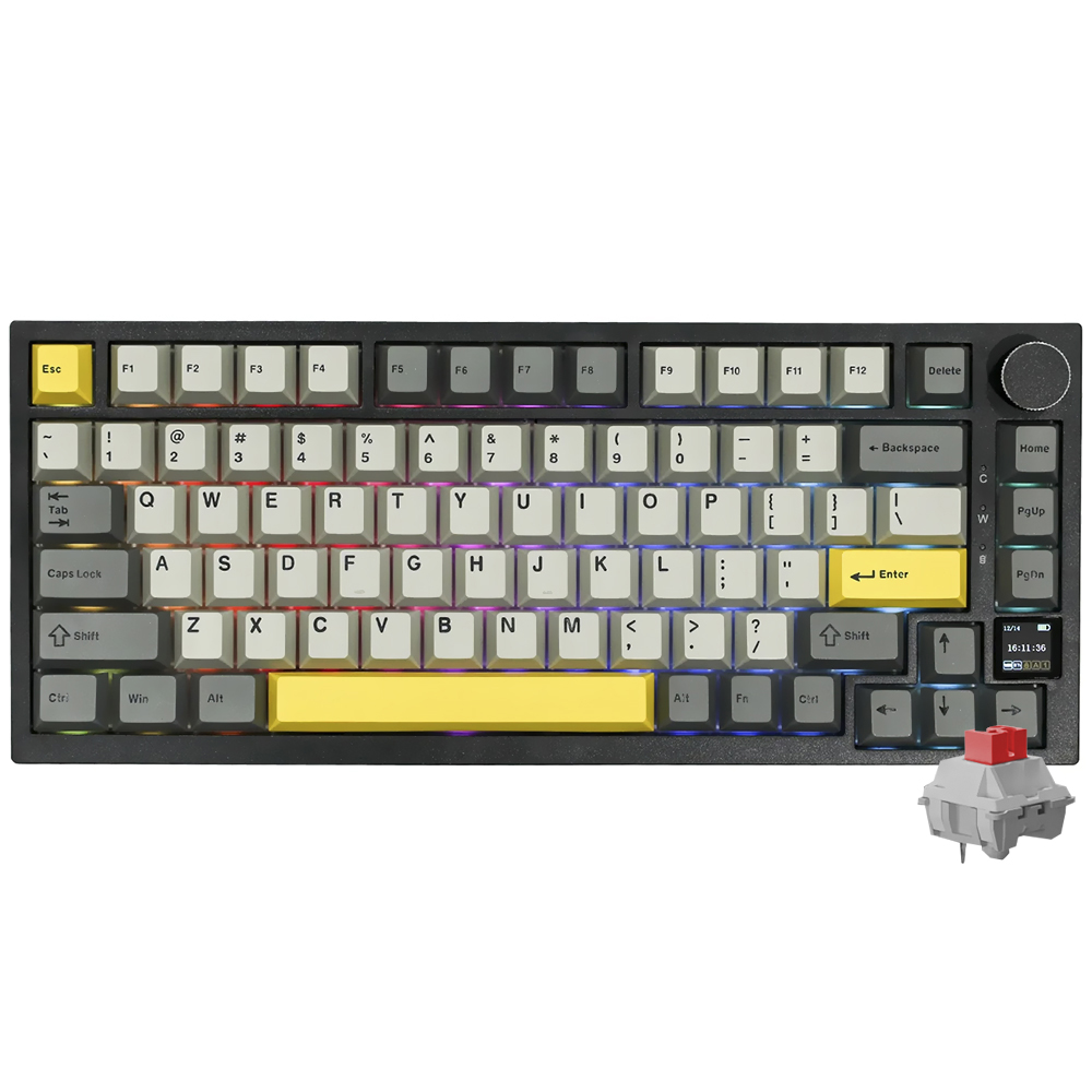 Teclado Gamer Mecânico Ajazz AK820 Pro Nacodexx Wireless / RGB / Flying Fish / Inglês - Preto / Cinza (980862)