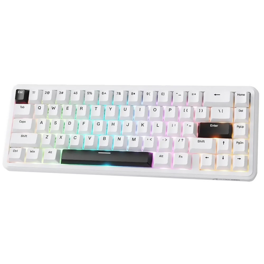 Teclado Gamer Mecânico Attack Shark X65HE USB / RGB / Inglês - Branco