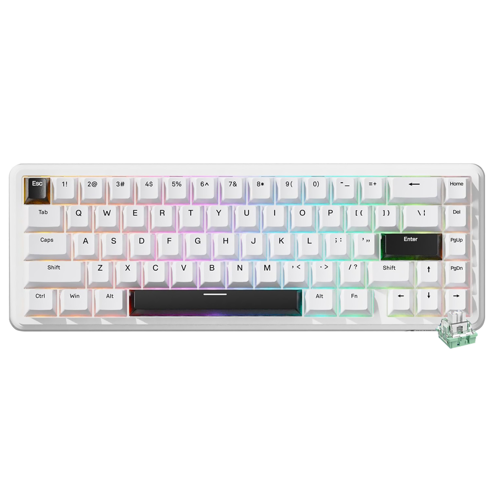 Teclado Gamer Mecânico Attack Shark X65HE USB / RGB / Inglês - Branco