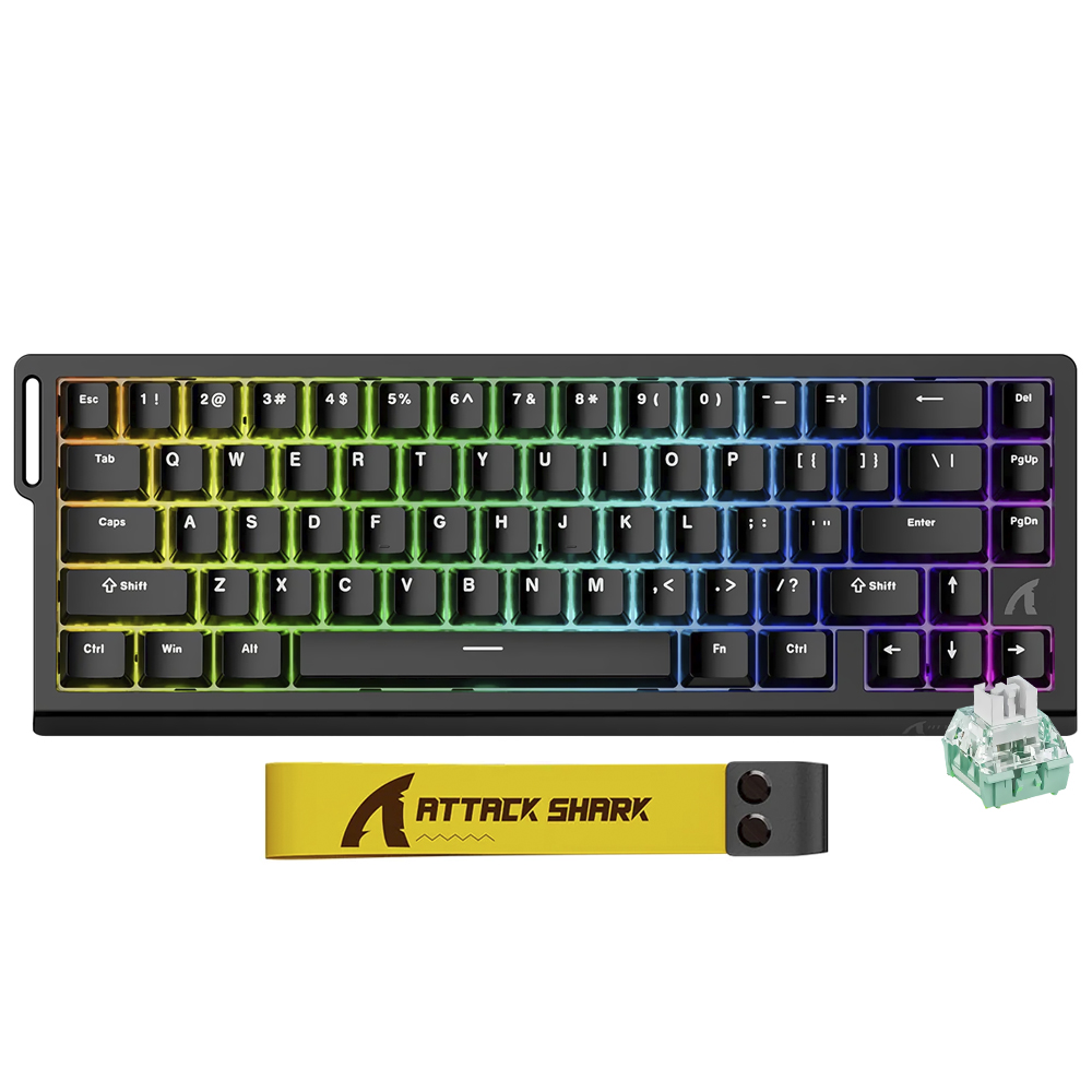 Teclado Gamer Mecânico Attack Shark X68HE USB / RGB / Inglês - Preto