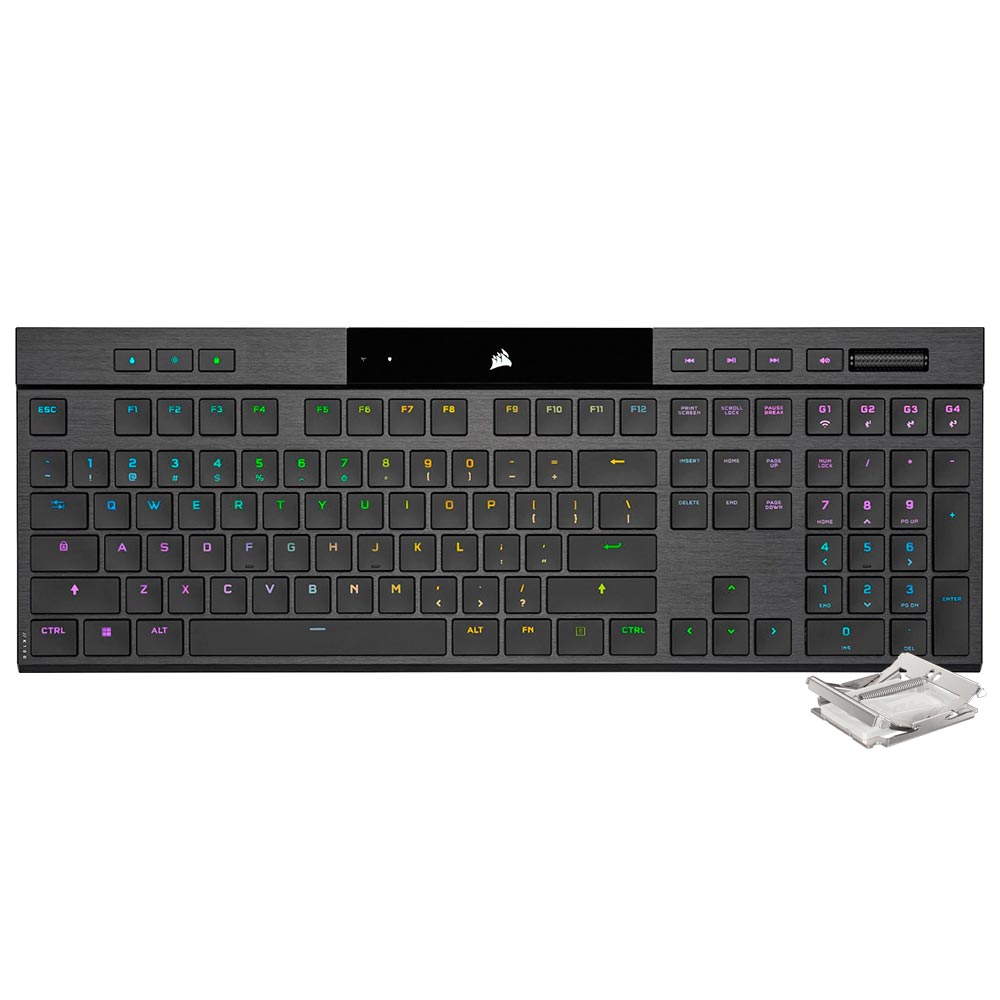 Teclado Gamer Mecânico Corsair K100 Air Wireless / RGB / Cherry MX / Inglês - Preto (CH-913A01U-NA)