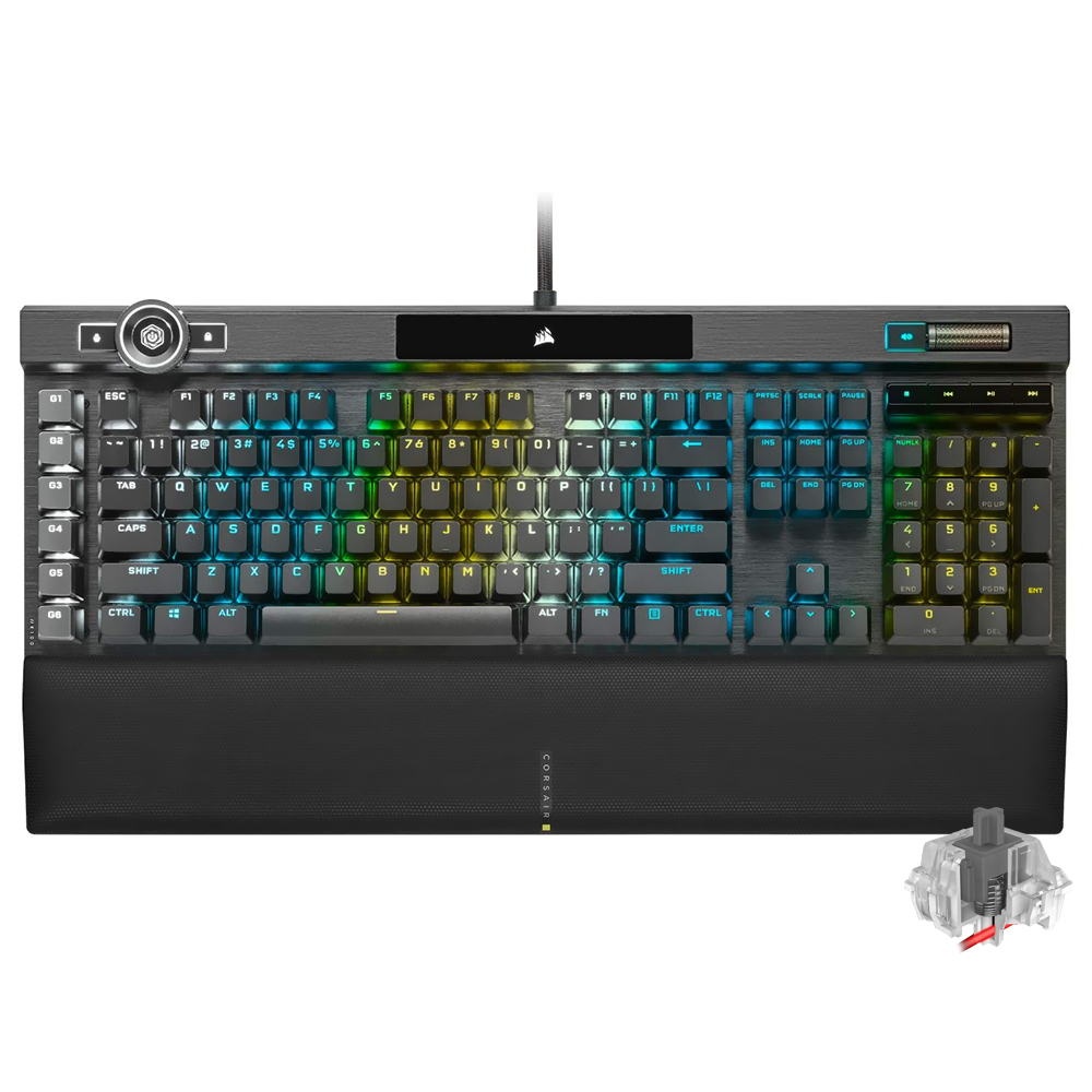 Teclado Gamer Mecânico Corsair K100 USB / RGB / Inglês - Preto (CH-912A01A-NA)