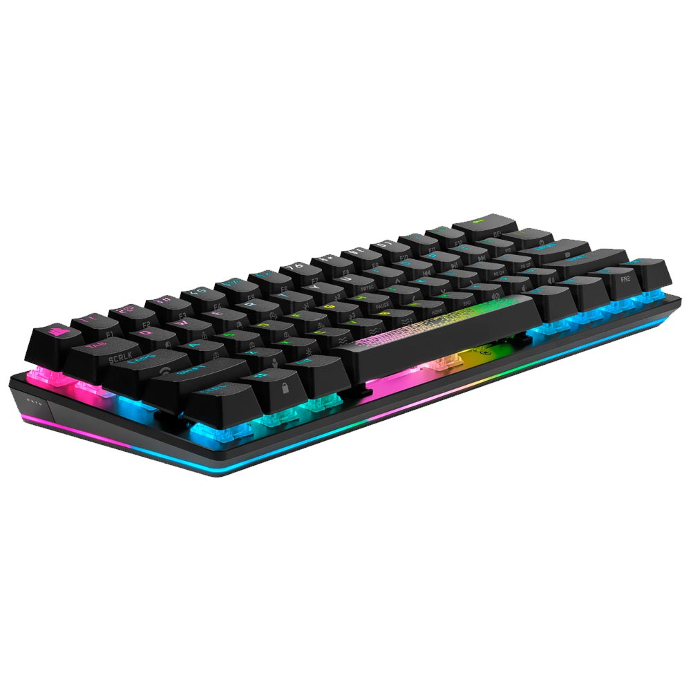 Teclado Gamer Mecânico Corsair K70 RGB Mini Pro Wireless / Cherry MX Silver / Inglês - Preto (CH-9189014-NA)