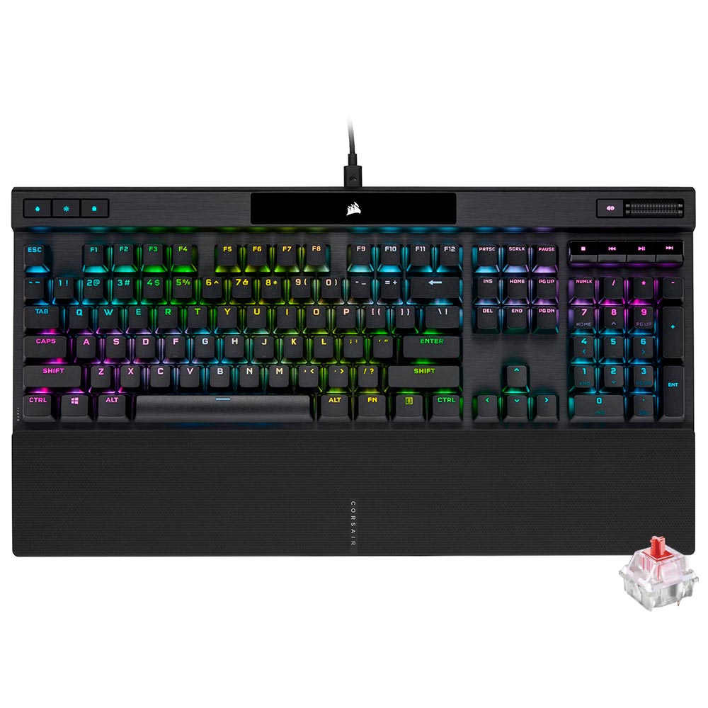Teclado Gamer Mecânico Corsair K70 RGB Pro USB / RGB / Cherry MX RED / Inglês - Preto (CH-9109410-NA)
