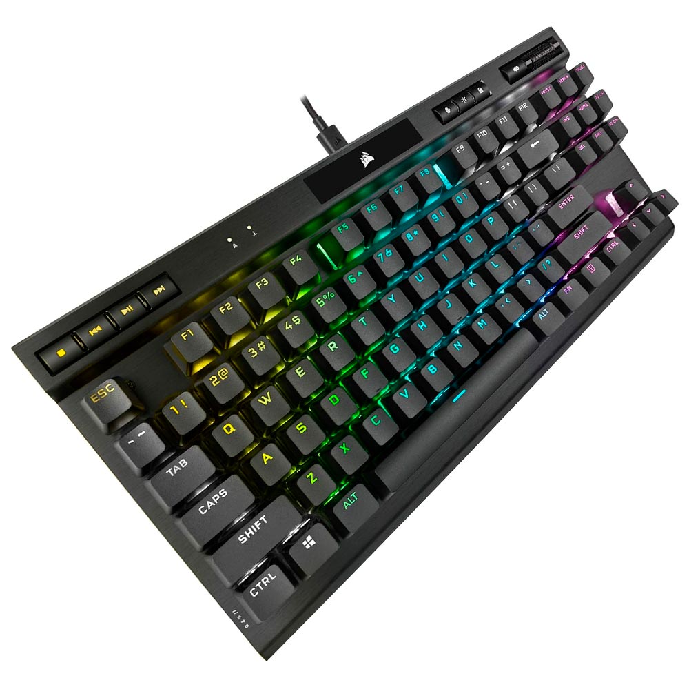 Teclado Gamer Mecânico Corsair K70 RGB TKL Champion USB / Corsair OPX / Inglês - Preto (CH-911901A-NA)