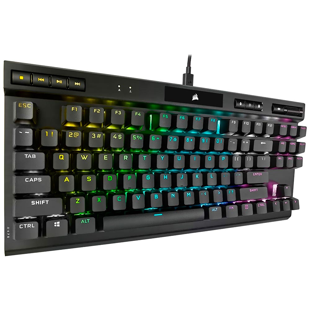 Teclado Gamer Mecânico Corsair K70 RGB TKL Champion USB / Corsair OPX / Inglês - Preto (CH-911901A-NA)