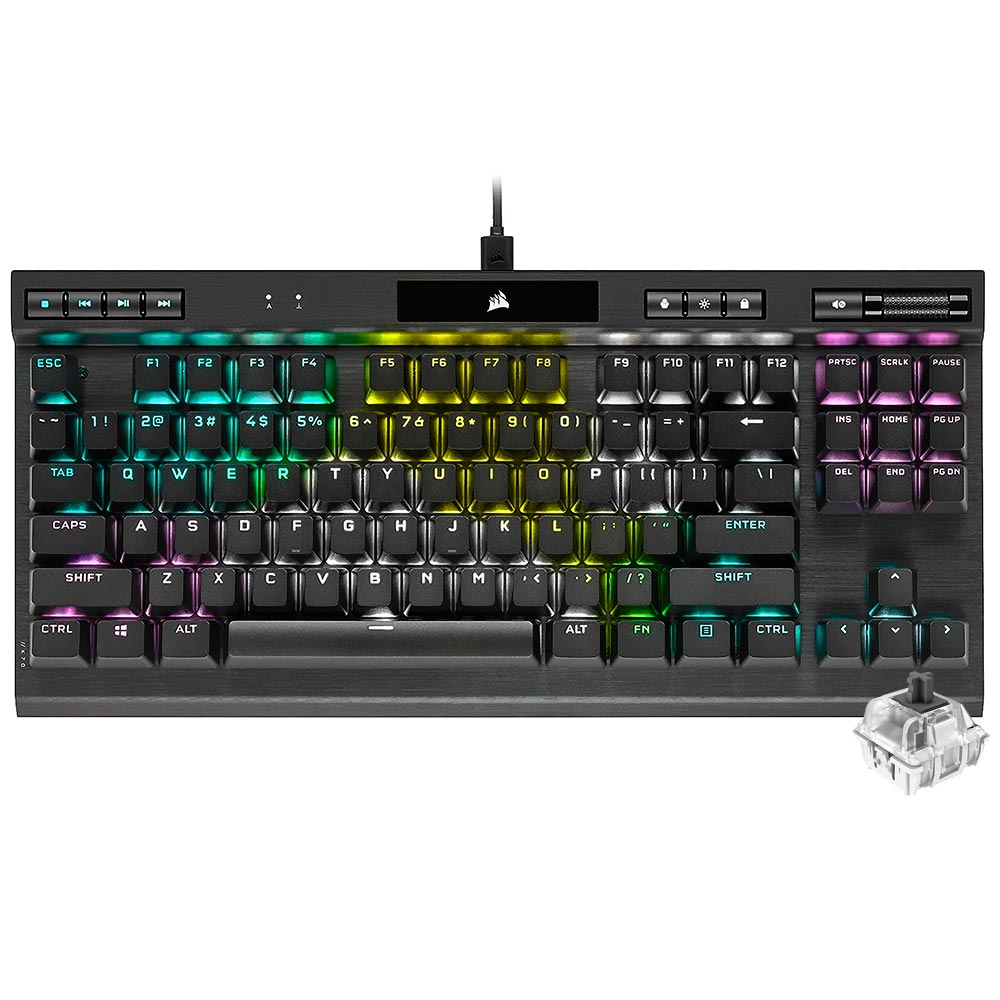 Teclado Gamer Mecanico Corsair K70 RGB TKL Champion USB / Corsair OPX / Ingles - Preto (CH-911901A-NA)