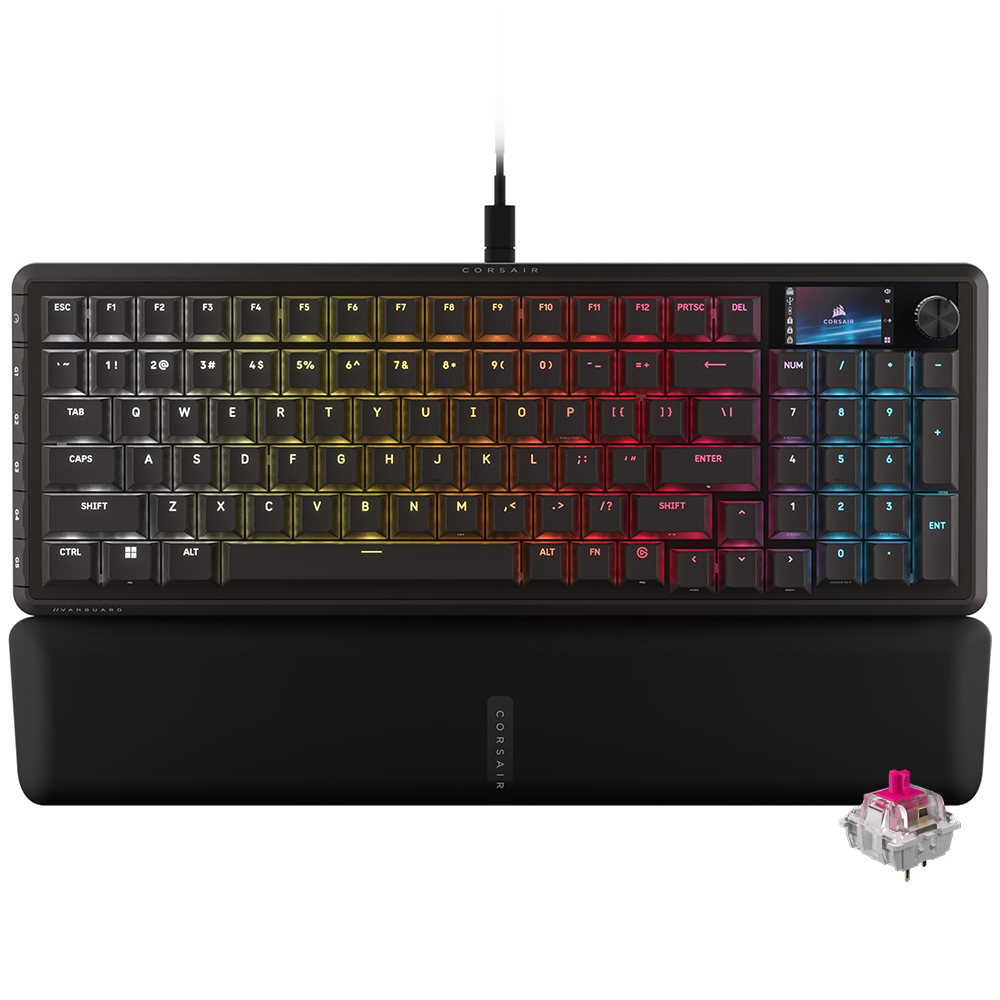Teclado Gamer Mecânico Corsair Vanguard 96 USB / RGB / MLX Plasma / Inglês - Preto (CH-91E901E-NA)