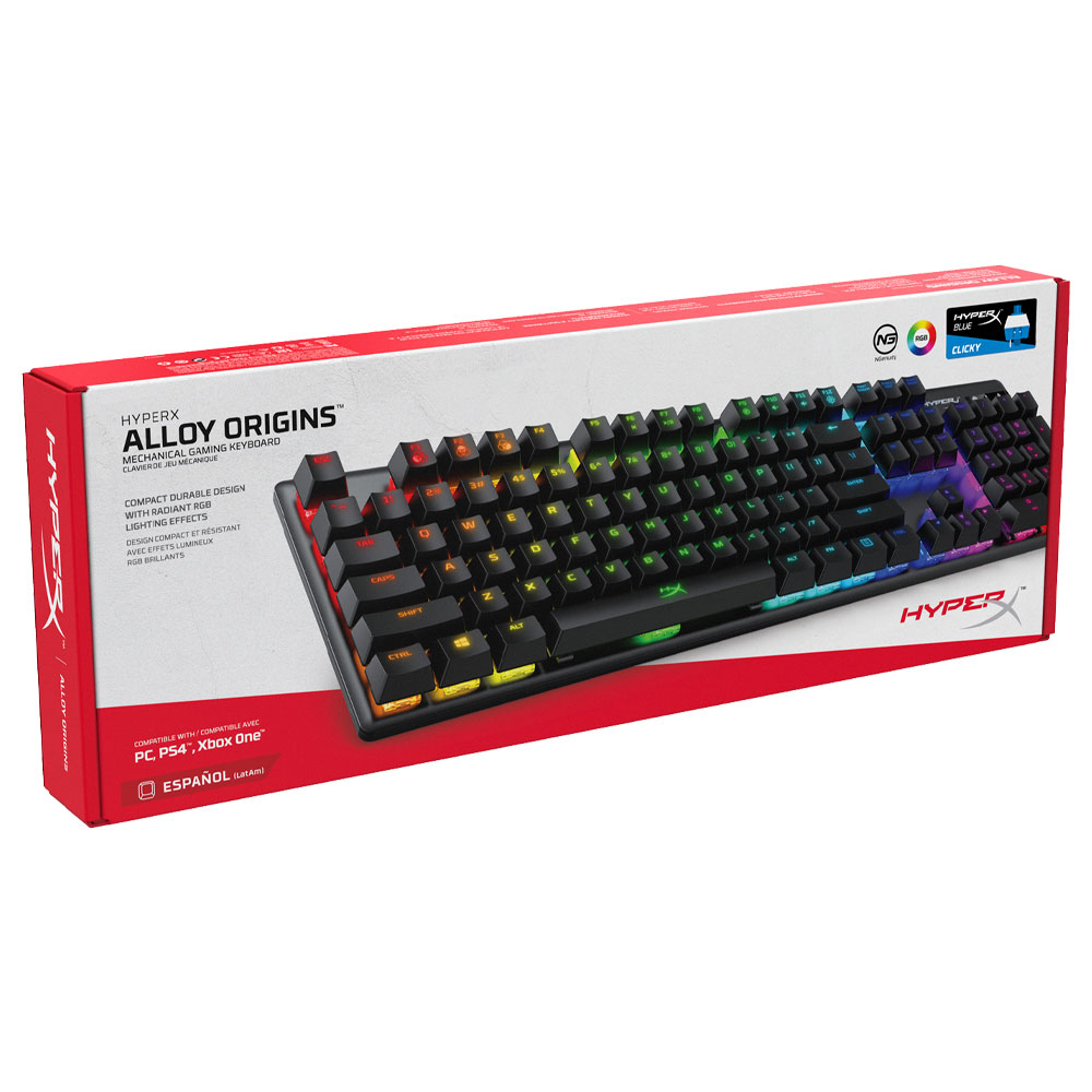 Teclado Gamer Mecânico Hyperx Alloy Origins USB / RGB / Espanhol - Preto (HX-KB6BLX-LA)