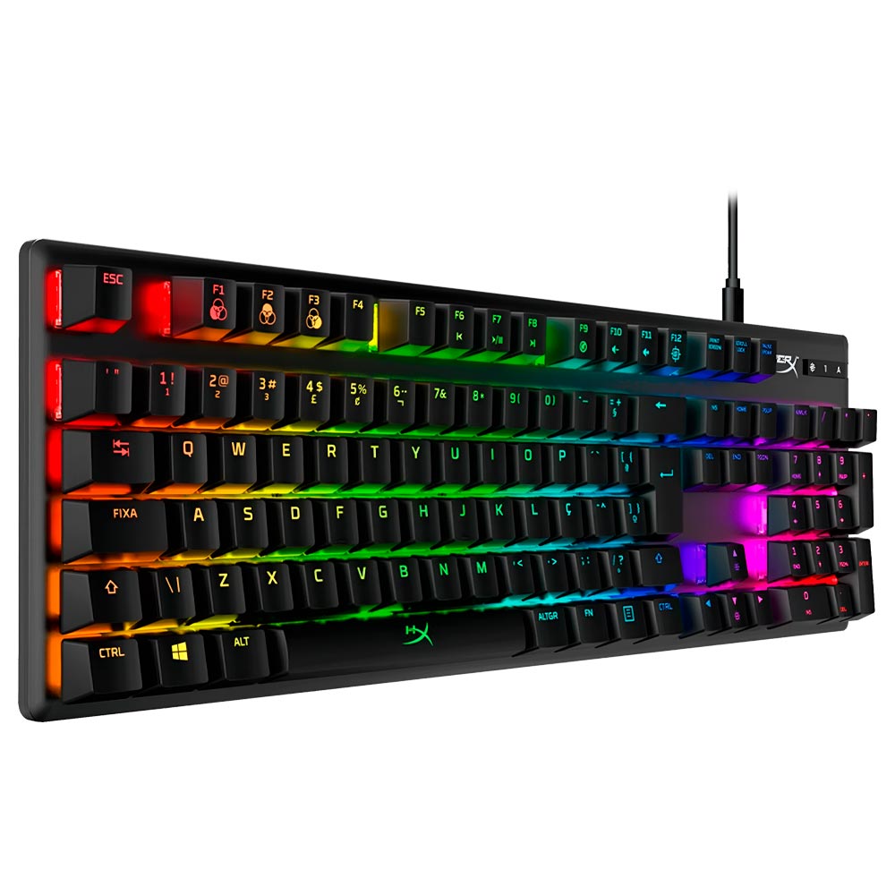 Teclado Gamer Mecânico Kingston Hyperx Alloy Origins USB / RGB / Cherry MX Blue / Português - Preto (HX-KB6BLX-BR)