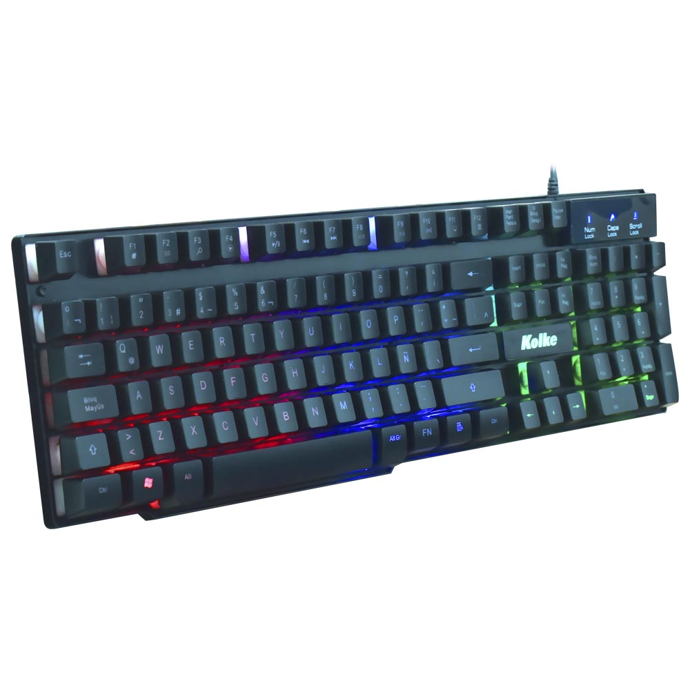 Teclado Gamer Mecânico Kolke KET-1203 Delta Simil USB / RGB / Espanhol - Preto