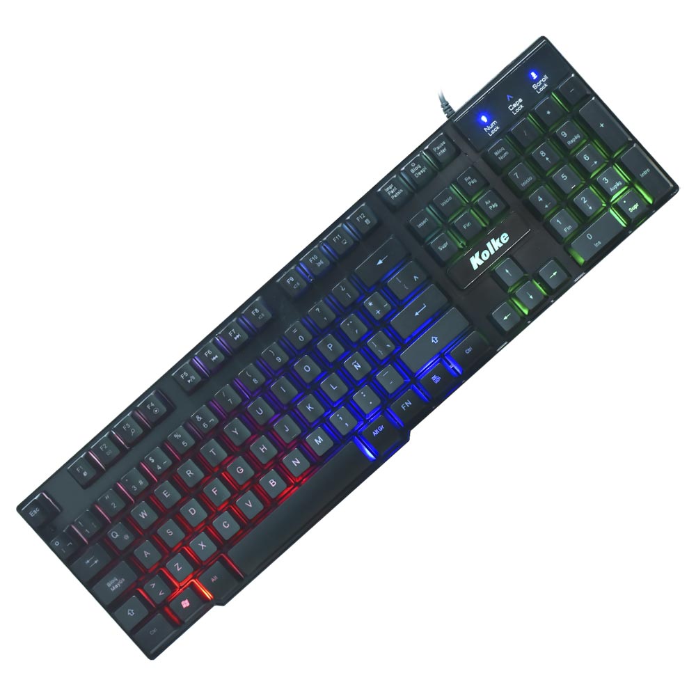 Teclado Gamer Mecânico Kolke KET-1203 Delta Simil USB / RGB / Espanhol - Preto